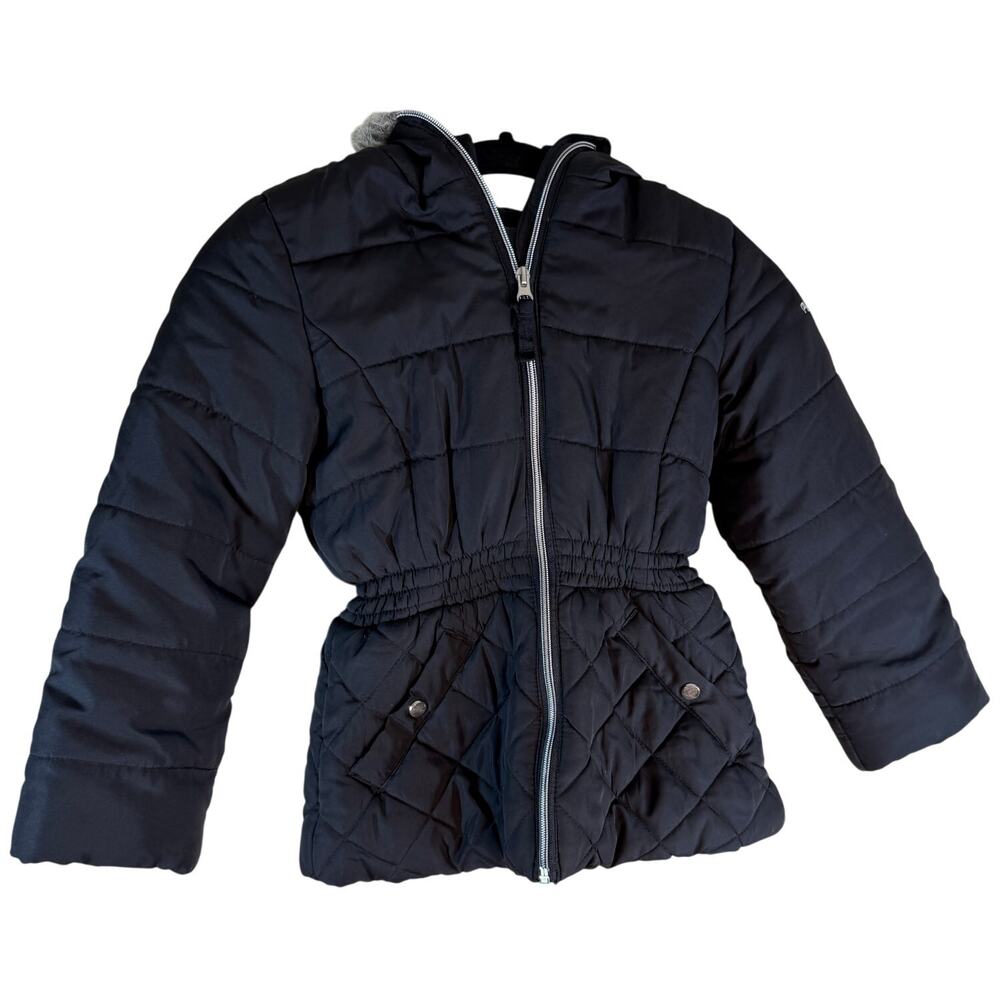 Protection System Puffer Coat Jacket Girls 7 / 8 Black Faux Fur Hooded Full Zip
